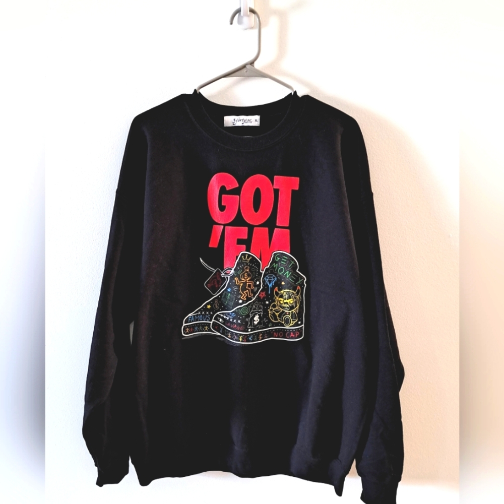 3fortyinc Men's Sweatshirt Streetwear Colorful Sneaker Graphic Size XL